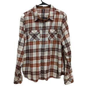 KUHL Womens Flannel Shirt XL Plaid Long Sleeve Button Up Gorpcore Outdoor Casual